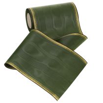 Product Elegant moiré wreath ribbon, 175mm, dark green with pearl edge and taffeta weave for festive occasions