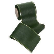 Product Elegant moiré green wreath ribbon with gold edge, 100mm x 25m, for funeral floristry and decoration
