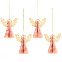 Product Angel Paper Ornaments Christmas Apricot Gold 12cm Set of 4