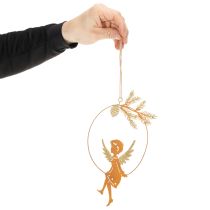 Product Hanging Angel Decoration with Gold Glitter Wings and Pinecone Detail – Set of 3