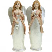 Angel figure guardian angel Christmas angel with heart H19cm 2pcs