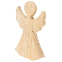 Product Wooden Angel Decoration Figure in Natural Light Wood, 30cm, Indoor Christmas Decoration