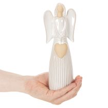 Product Angel Figurine with Heart in Cream White Ceramic, 23cm