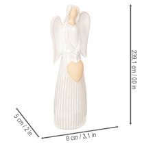 Product Angel Figurine with Heart in Cream White Ceramic, 23cm