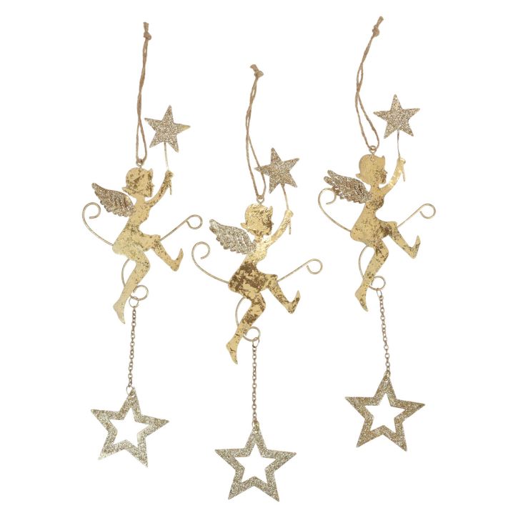 Product Angel pendant star Christmas decoration to hang H28cm 3pcs