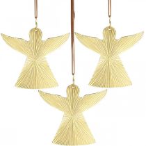 Product Decorative angel, metal pendant, Christmas decoration golden 9 × 10cm 3pcs