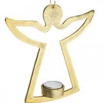 Product Decorative angel, tealight holder to hang, metal decoration golden H20cm