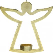 Product Decorative angel, tealight holder to hang, metal decoration golden H20cm