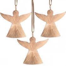 Angels to hang, Advent decorations, metal decorations copper-colored 9 × 10cm 3pcs