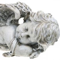 Grave decoration angel sleeping Grave angel gray polyresin 39 × 14x13cm