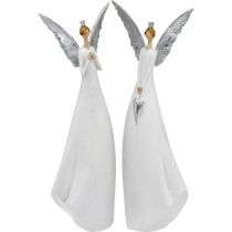 Product Decorative angel figure white with heart Christmas decoration H31.5cm set of 2