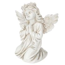 Product Set of 2 Praying Angel Figures for Grave Decoration – 13cm, Grey Polyresin