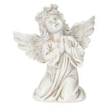 Product Set of 2 Praying Angel Figures for Grave Decoration – 13cm, Grey Polyresin
