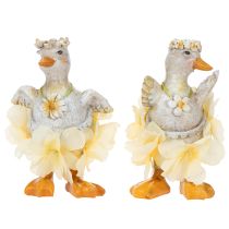 Product Decorative Duck Figures in Floral Dress – Set of 2 – 11cm
