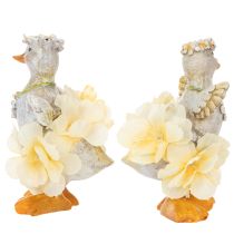 Product Decorative Duck Figures in Floral Dress – Set of 2 – 11cm