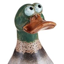 Product Duck Decoration Ceramic Brown Green Drake Sitting H17.5cm 2 Pcs
