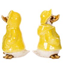 Product Duck figurines, raincoat ceramic figures for fun balcony and garden decoration, 11cm, 4 pieces