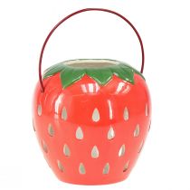 Strawberry lantern ceramic lantern with handle H14cm