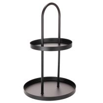 Product Round Metal Two-Tiered Decorative Tray Black 58cm