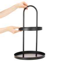 Product Round Metal Two-Tiered Decorative Tray Black 58cm