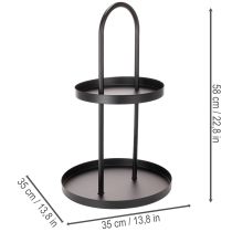 Product Round Metal Two-Tiered Decorative Tray Black 58cm