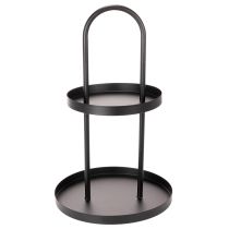 Product Round Metal Two-Tiered Decorative Tray Black 58cm