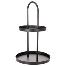 Product Round Metal Two-Tiered Decorative Tray Black 58cm