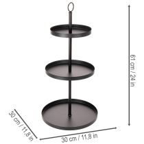 Product Three-Tier Metal Stand for Table Decoration, Black, 61cm