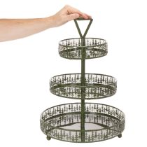 Product Green Metal Three-Tier Stand with Fir Tree Design – 49cm Tall