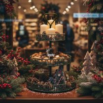 Product Green Metal Three-Tier Stand with Fir Tree Design – 49cm Tall