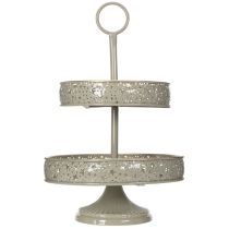 Product Two-Tier Metal Stand with Star Design and Handle 49cm Mint and Gold