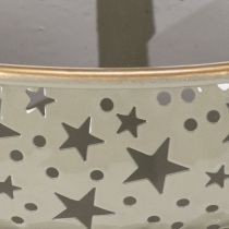Product Two-Tier Metal Stand with Star Design and Handle 49cm Mint and Gold