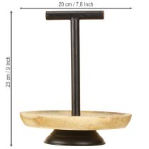 Product Etagere single-tier metal wooden plate natural black 24cm