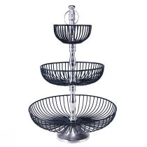 Product Cake Stand 3 Tier Metal Black Silver Ø37cm H53.5cm