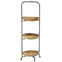 Tiered Wood Natural Metal Black 3 Tier Ø19cm H60cm