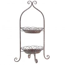 Product Metal etagere 2-tier brown white Ø25.5cm 63.5cm