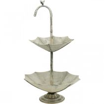 Cake Stand Metal Vintage Look Shabby Gray Shade with Bird H60cm