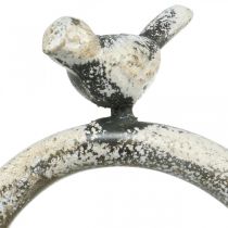 Cake Stand Metal Vintage Look Shabby Gray Shade with Bird H60cm