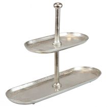 Cake stand vintage metal silver table decoration 2 tier 52×16×39cm