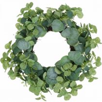 Decorative wreath eucalyptus green white flowers artificial Ø45cm