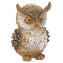 Product Sitting Owl Figurine in Brown and White - 11cm Decorative Ornament