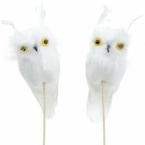 Deco plug owl white 10cm 2pcs