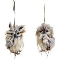 Product Owl decoration owl figures small, forest animals decoration 11cm white-brown 2pcs