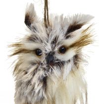 Owl decoration owl figures small, forest animals decoration 11cm white-brown 2pcs
