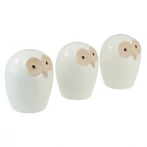 Product Owl decorative figures ceramic forest animal decoration white 11.5cm