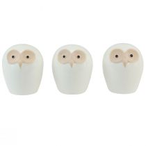 Product Owl decoration figures ceramic forest animal decoration white 11.5cm 3pcs