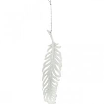 Product Feathers to hang, Christmas tree decoration, decorative feathers with glitter, wedding white L19cm 12pcs