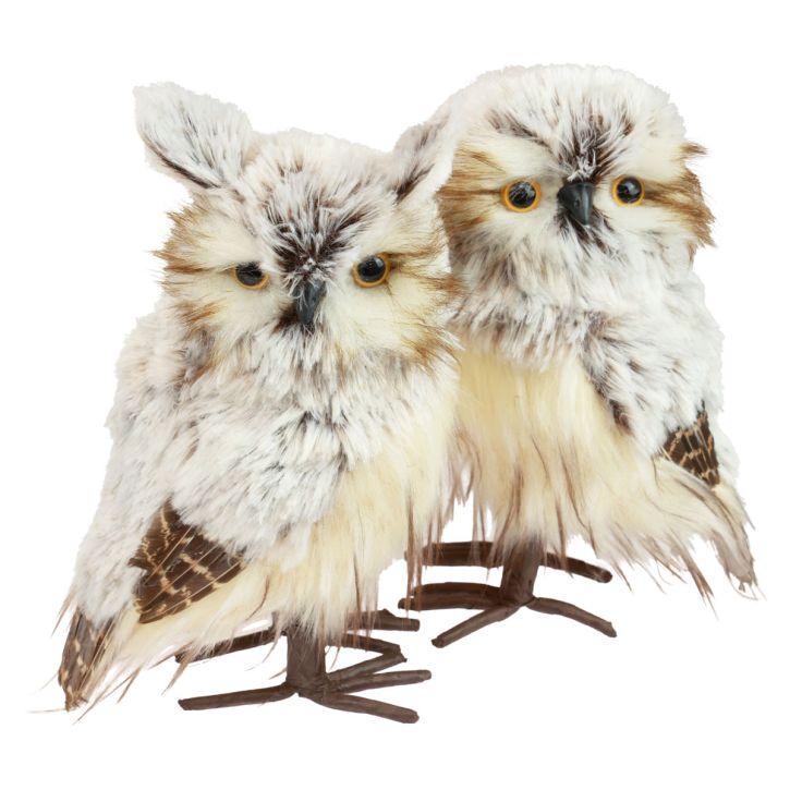 Product Owl decoration owl figures, forest animals decoration 21/22cm white-brown set of 2