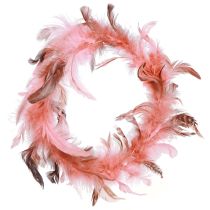 Product Feather wreath made of pheasant feathers decoration in pink Ø20cm 3 pcs