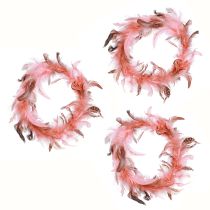 Product Feather wreath made of pheasant feathers decoration in pink Ø20cm 3 pcs